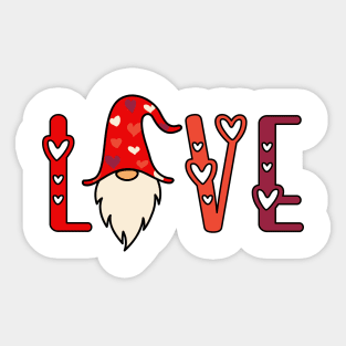 Love with Gnome and Hearts Sticker